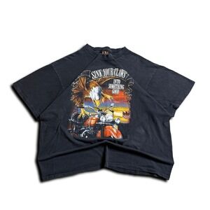 90s Oversized Black‎ 3D Emblem Texoma Harley Davidson Cycle Tee